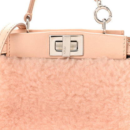 Fendi Shearling Nappa Mini Peekaboo Iconic Satchel Light Rose 7 of 9