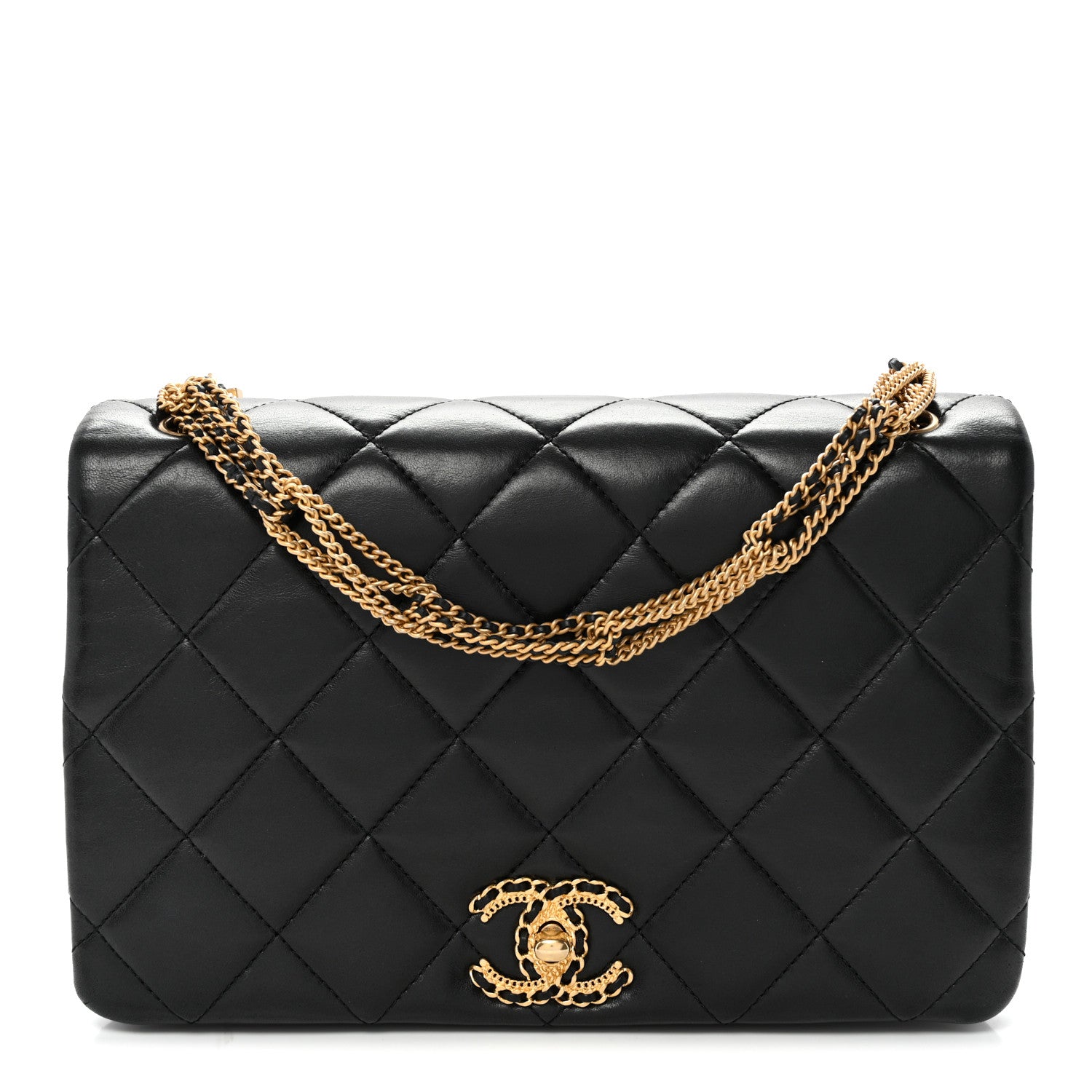 Chanel Lambskin Quilted On And On Medium Chain Flap Black 1 of 11