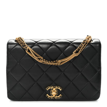 Chanel Lambskin Quilted On And On Medium Chain Flap Black 1 of 11