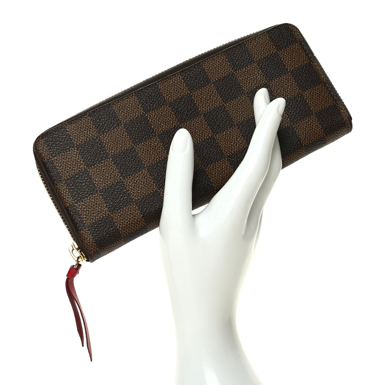 Damier Ebene Clemence Wallet Cherry