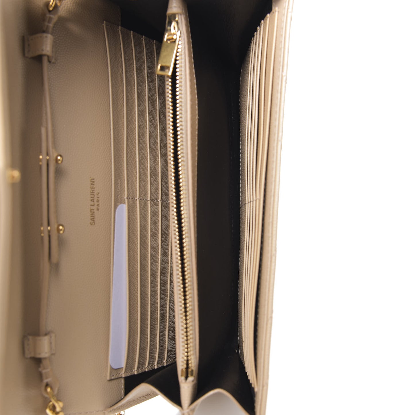 Grain De Poudre Matelasse Chevron Monogram Chain Wallet Nude Powder