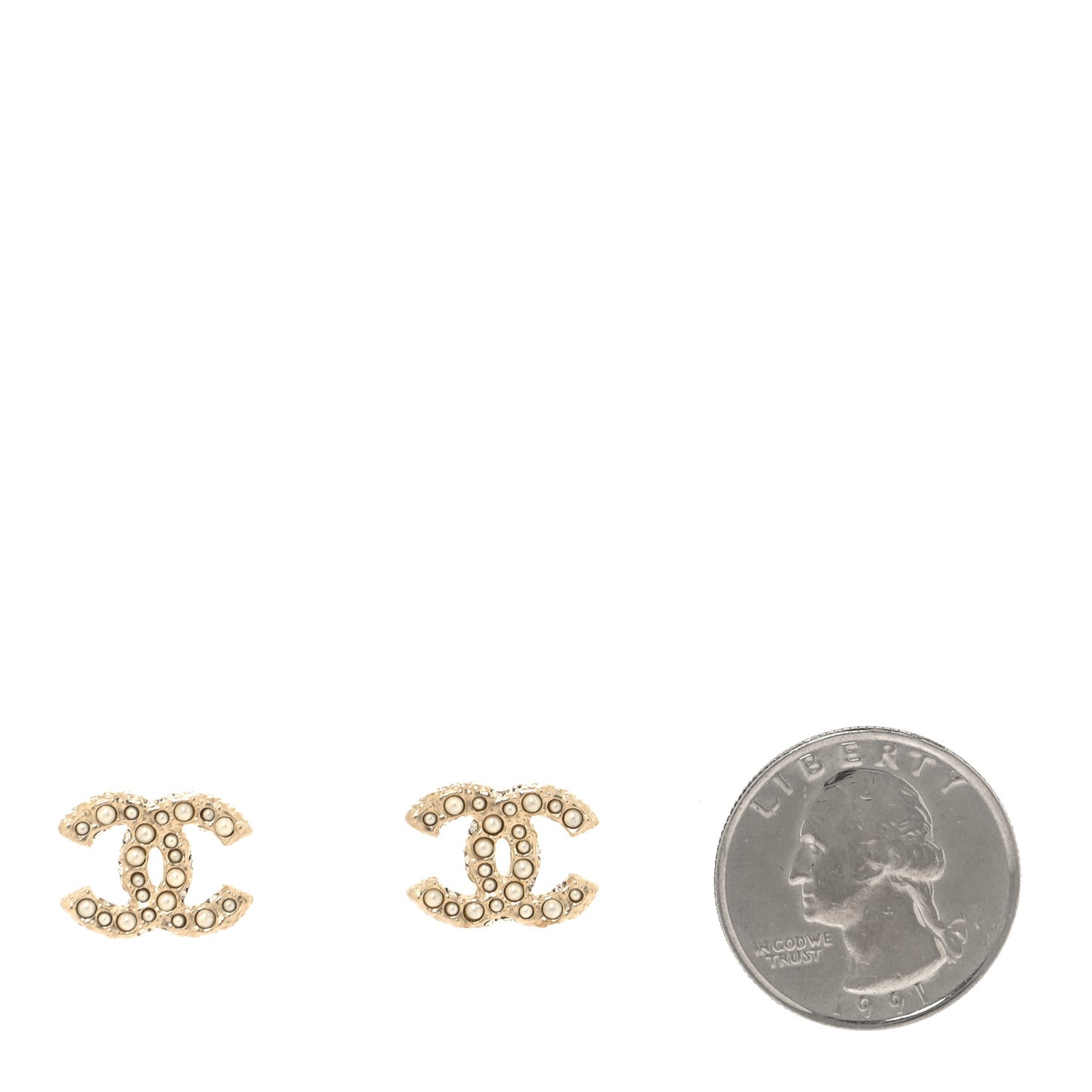 Pearl Crystal CC Earrings Light Gold