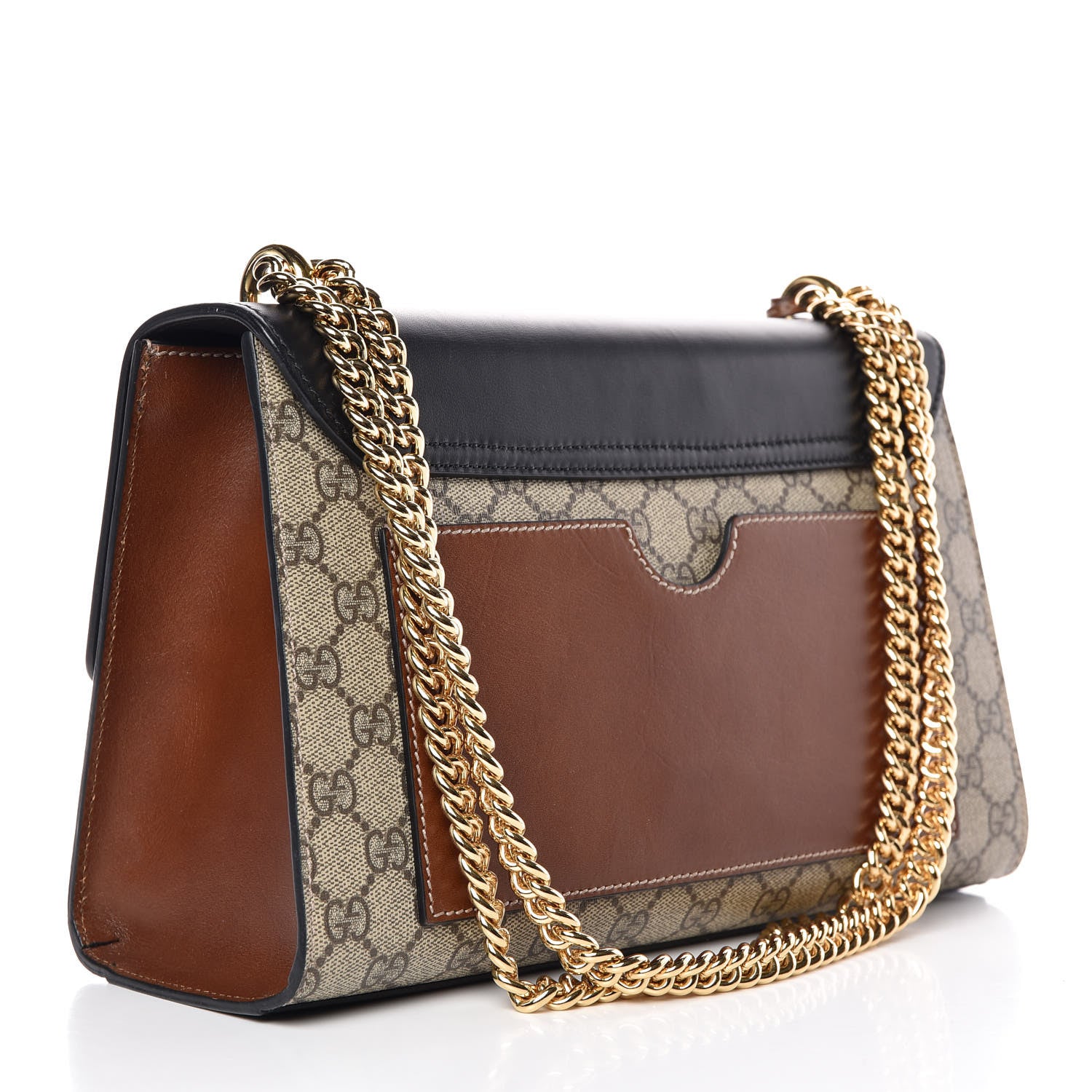 Gucci GG Supreme Monogram Calfskin Medium Padlock Shoulder Bag Beige Black Cuir 4 of 9
