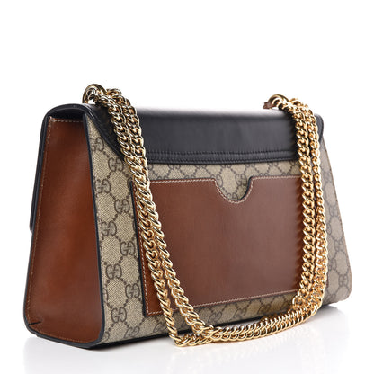 Gucci GG Supreme Monogram Calfskin Medium Padlock Shoulder Bag Beige Black Cuir 4 of 9
