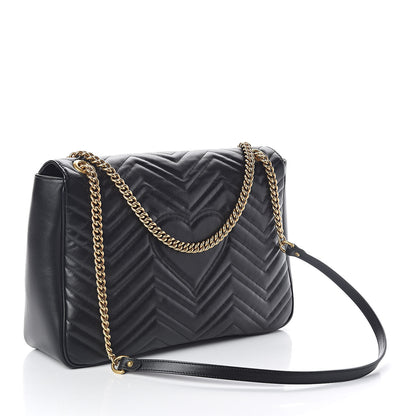 Gucci Calfskin Matelasse Large GG Marmont Shoulder Bag Black 3 of 10
