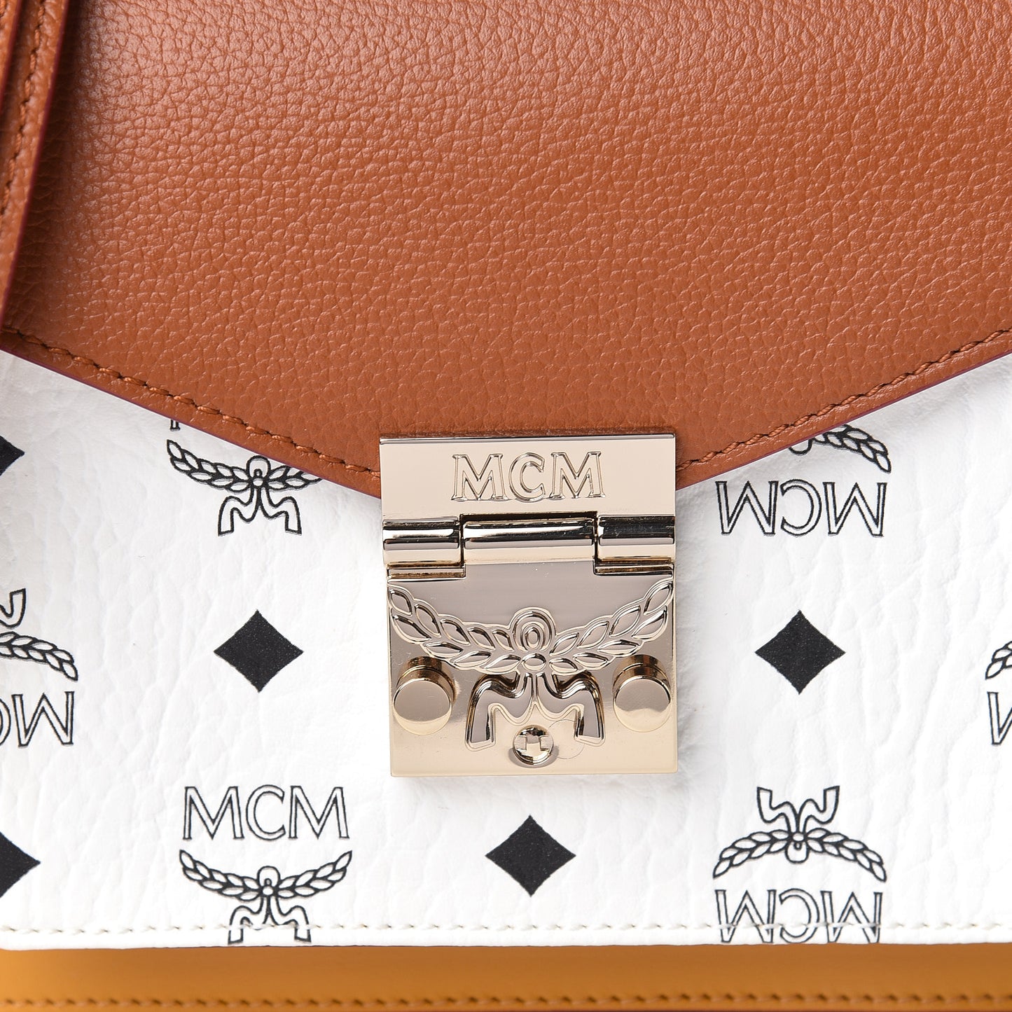 Visetos Small Patricia Satchel Cognac White