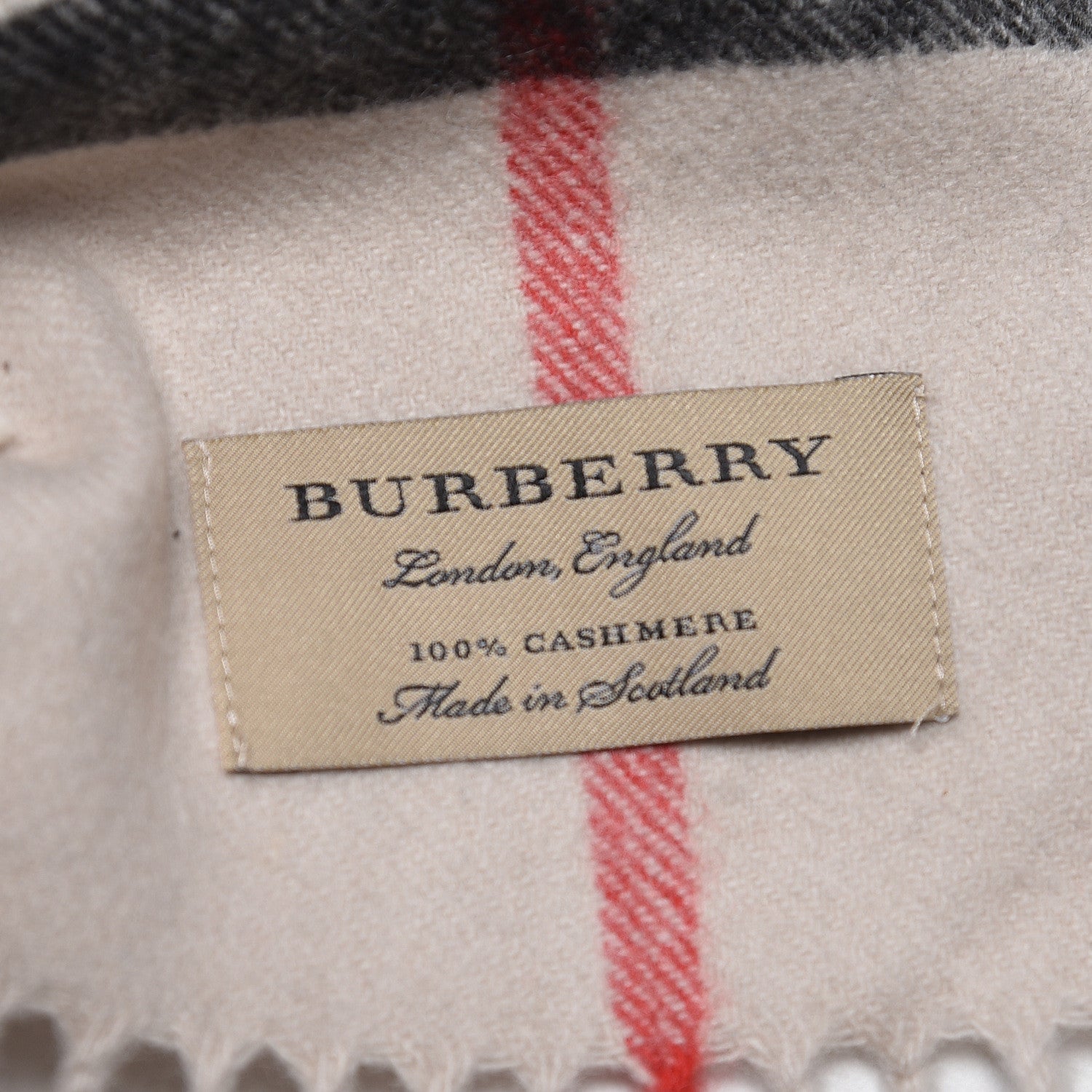 Burberry Cashmere Giant Check Fringe Scarf Stone 4 of 5