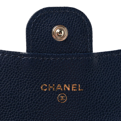 Chanel Caviar Quilted Flap Card Holder Wallet Navy Blue 6 of 9