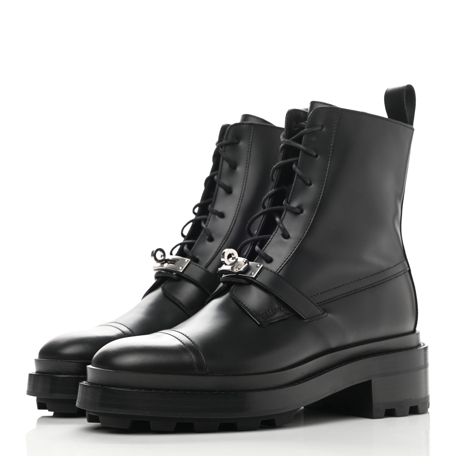 Hermes Glossed Calfskin Funk Ankle Boots 36 Black 3 of 9