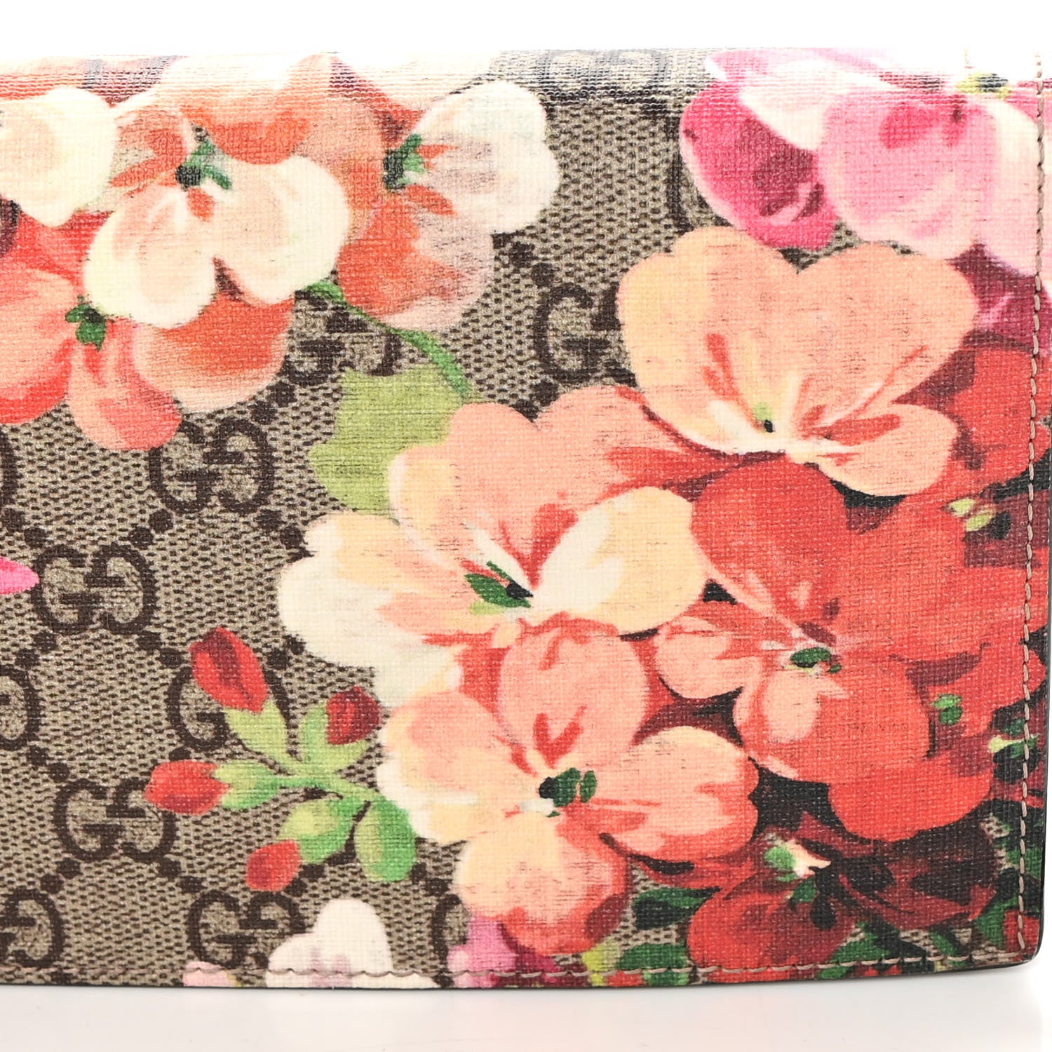 Gucci GG Supreme Monogram Blooms Chain Wallet Beige Multicolor Dry Rose 11 of 12