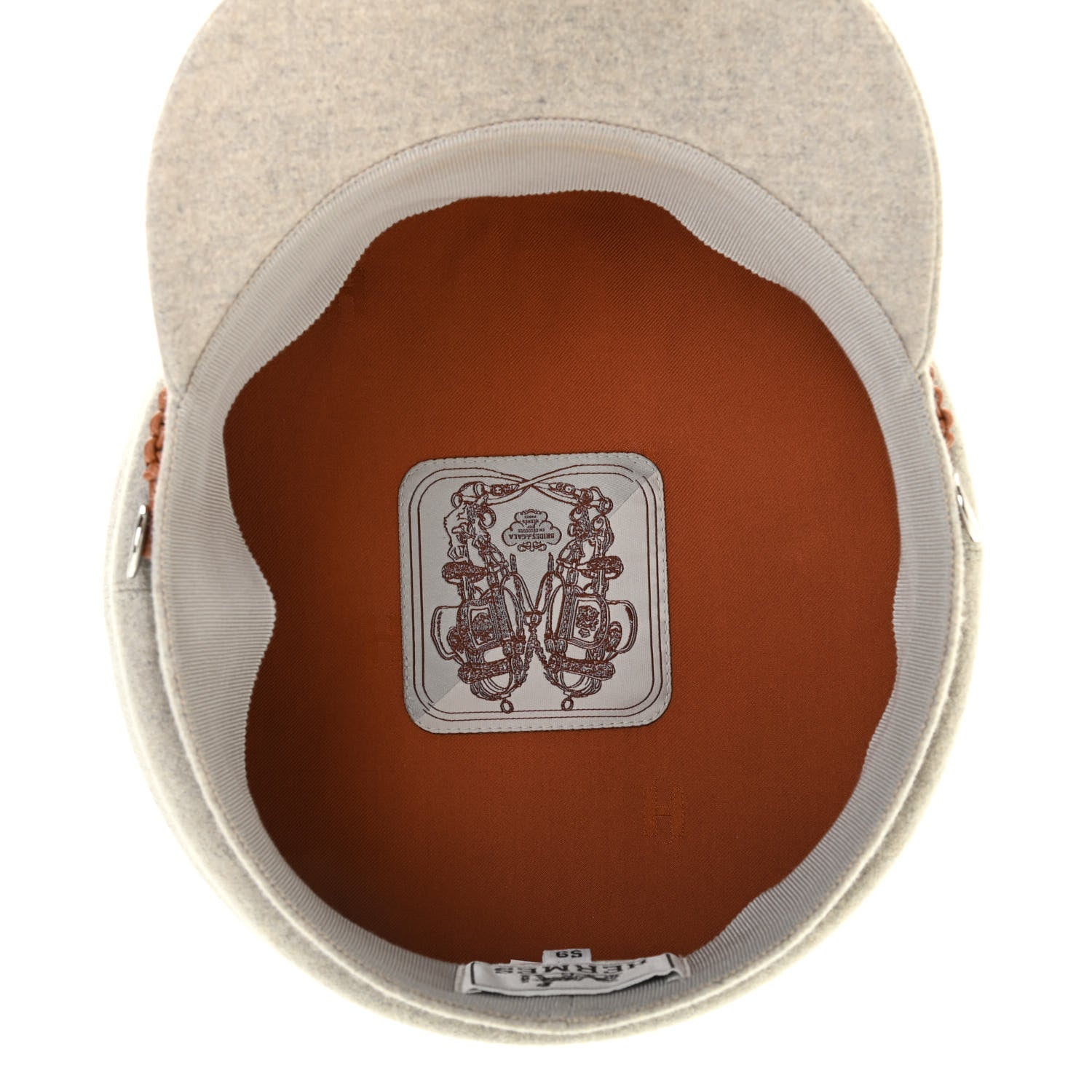 Hermes Cashmere Swift Womens Deauville Cap 59 Gris Flanelle Gold 7 of 9