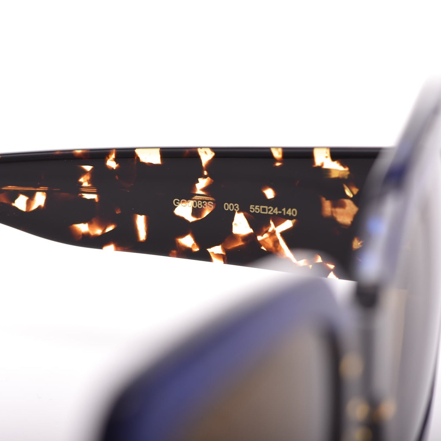 Square Frame GG0083S Sunglasses Glitter Blue Havana Brown