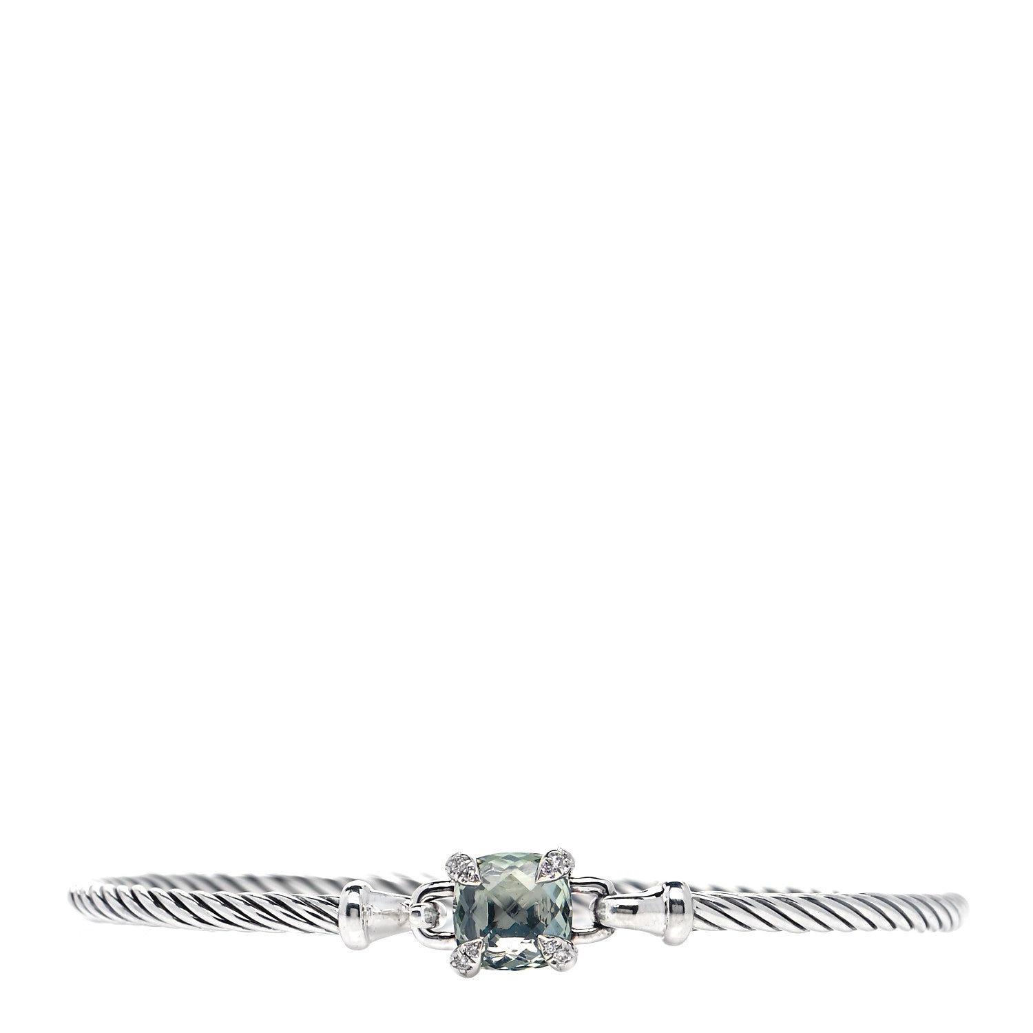 David Yurman Sterling Silver Prasiolite Diamond 8mm Chatelaine Bracelet 2 of 12