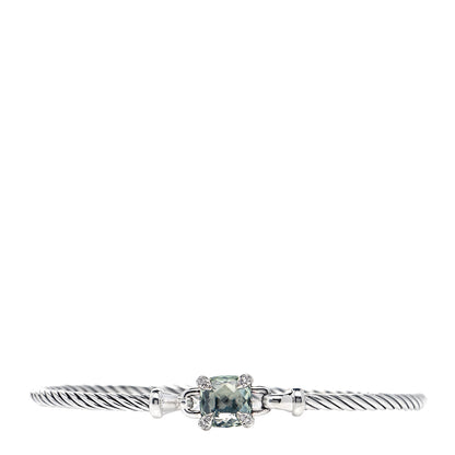 David Yurman Sterling Silver Prasiolite Diamond 8mm Chatelaine Bracelet 2 of 12