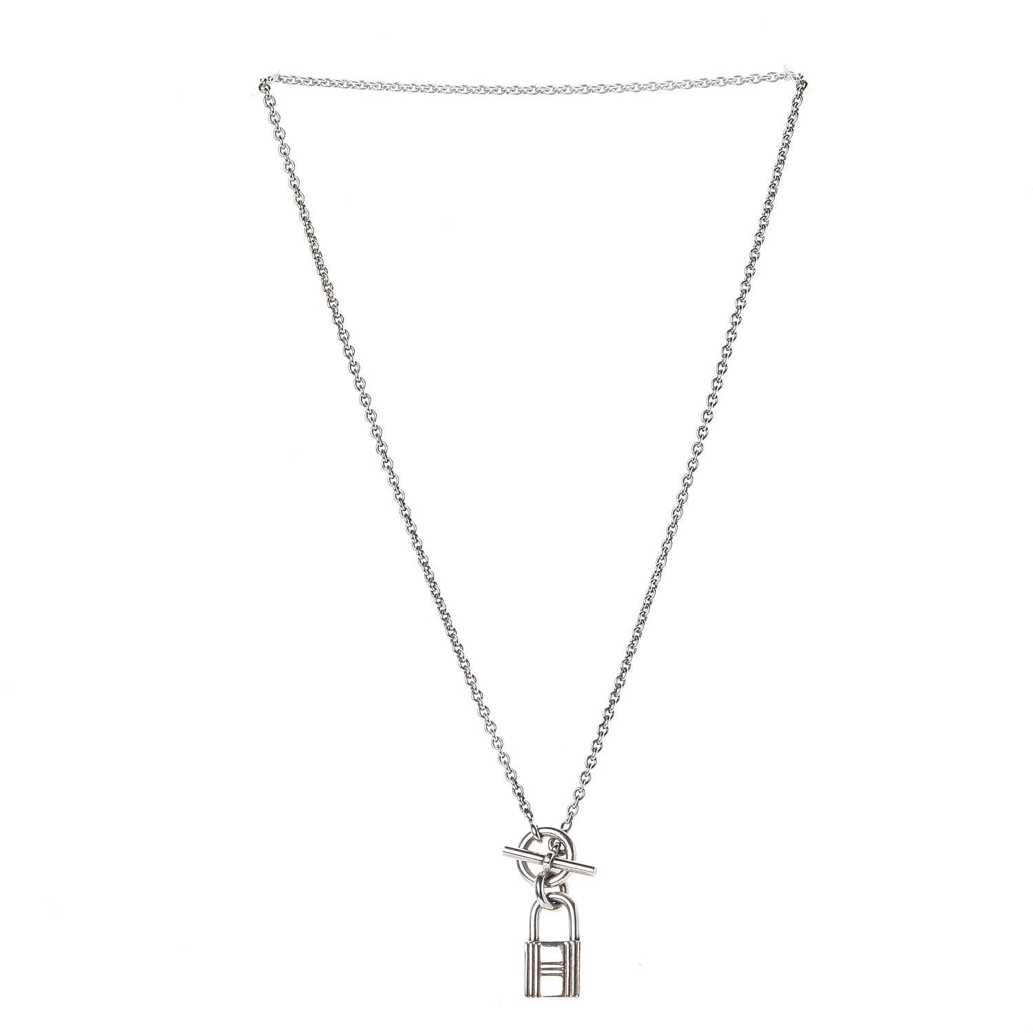 Hermes Sterling Silver Cadenas Kelly Lock Pendant Necklace 3 of 5