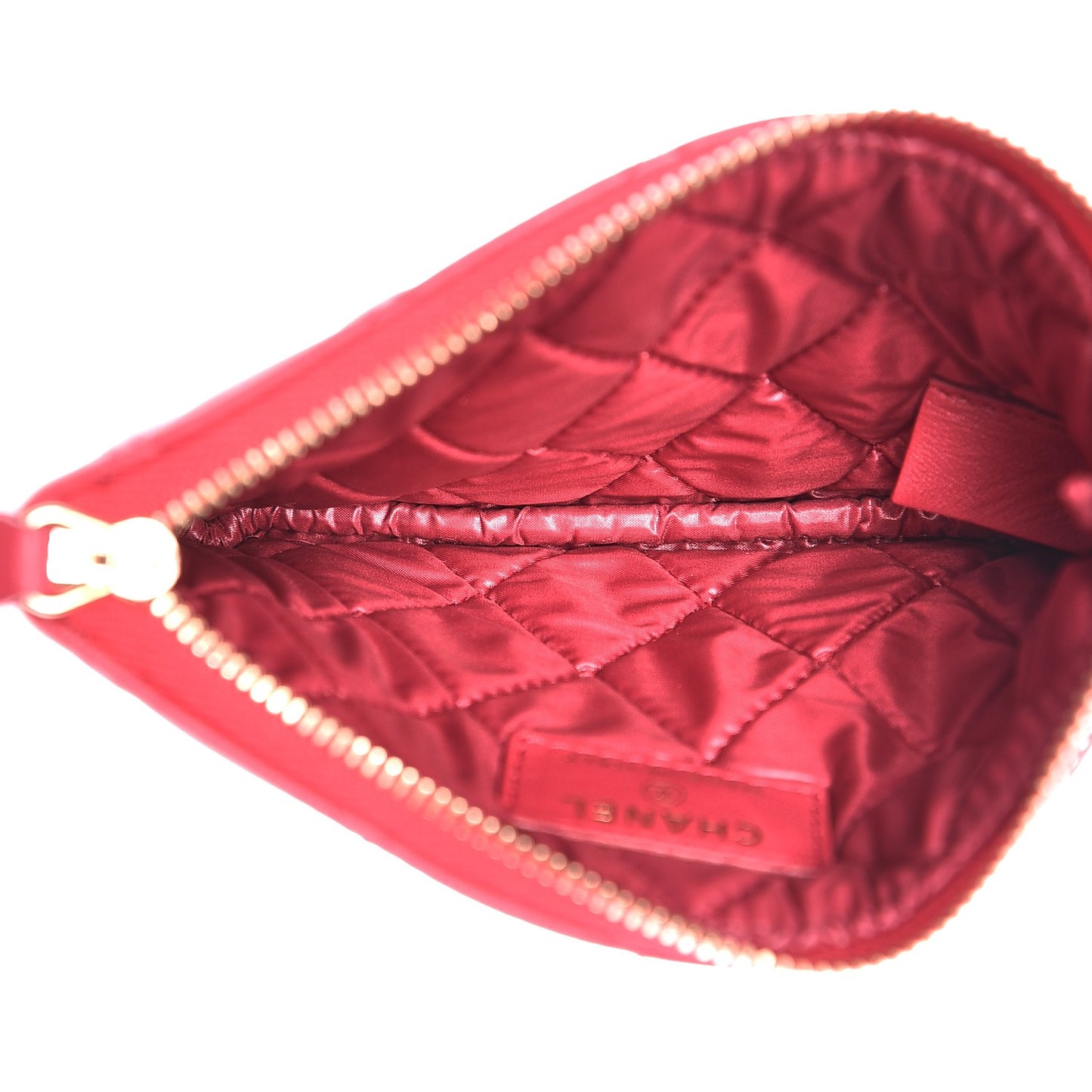 Lambskin Quilted Small Cosmetic Case Dark Pink