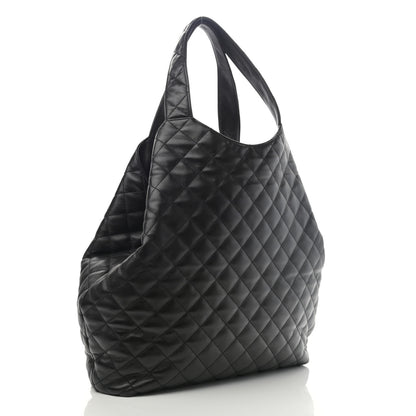 Saint Laurent Lambskin Quilted Maxi Icare Shopping Tote Black 4 of 12