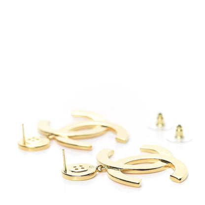 Chanel Metal Large Paris Button Earrings Gold 3 of 5