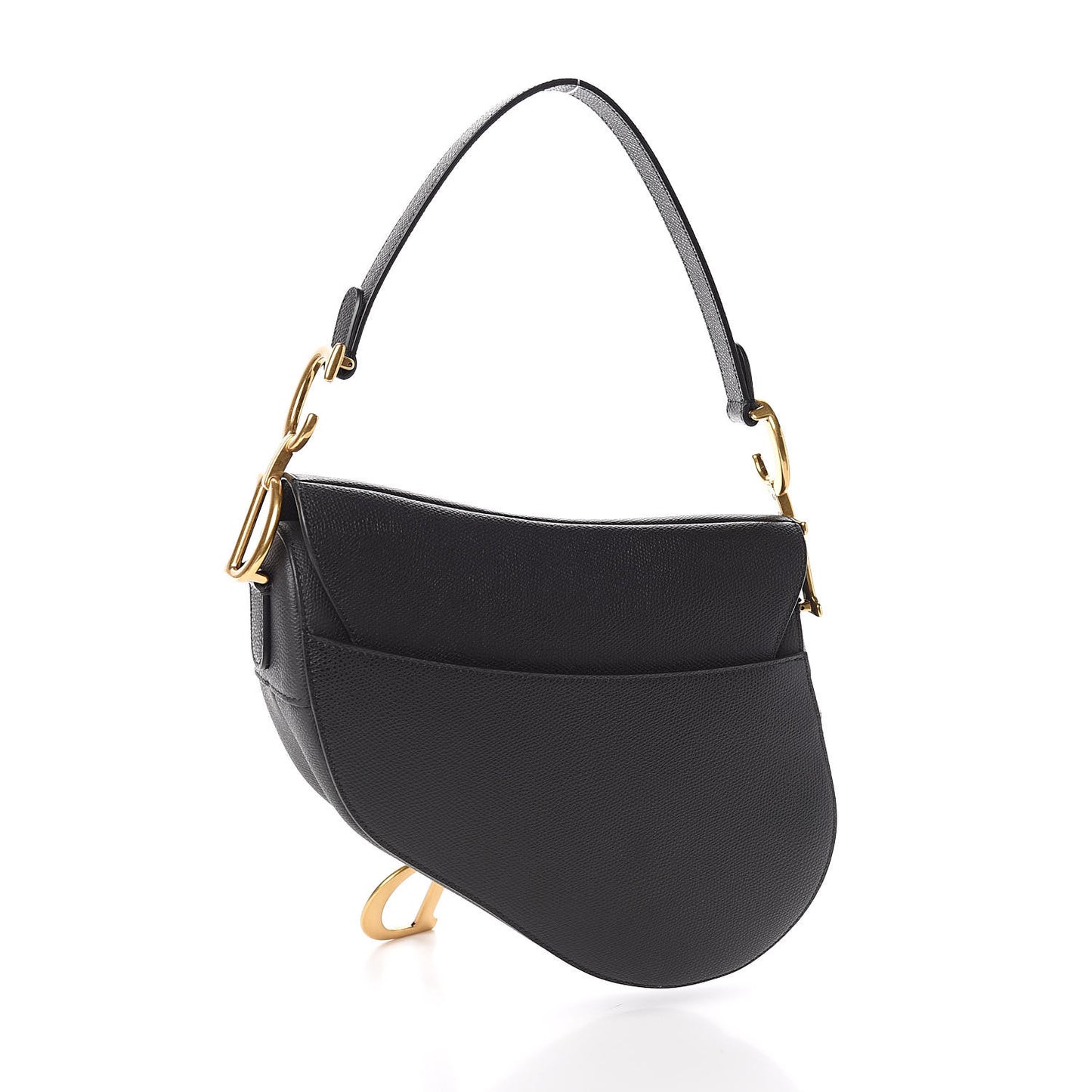 Grained Calfskin Saddle Bag Black