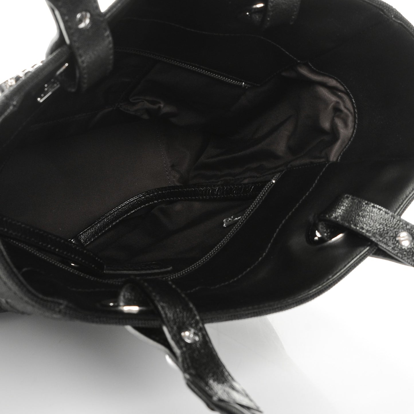 Coated Canvas Quilted Small Paris Biarritz Tote Black