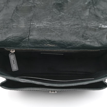 Saint Laurent Crinkled Calfskin Matelasse Monogram Medium Niki Chain Satchel Peacock Green 5 of 11