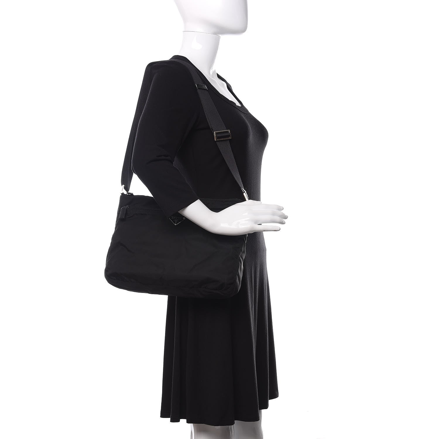 Prada Nylon Flat Messenger Bag Black 2 of 10
