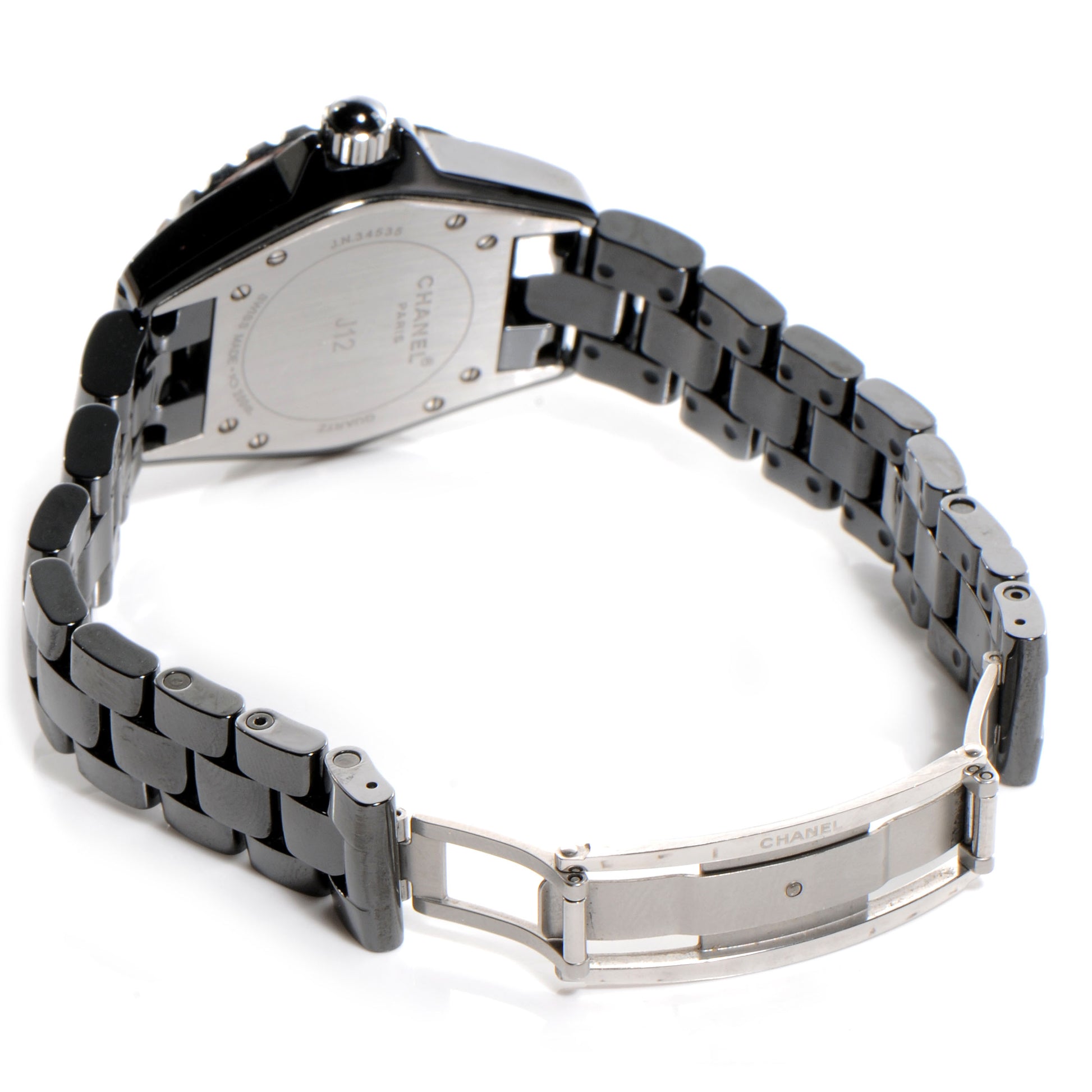 Chanel Stainless Steel Ceramic Diamond Pave Bezel Dial 33mm J12 Quartz Watch Black 4 of 8