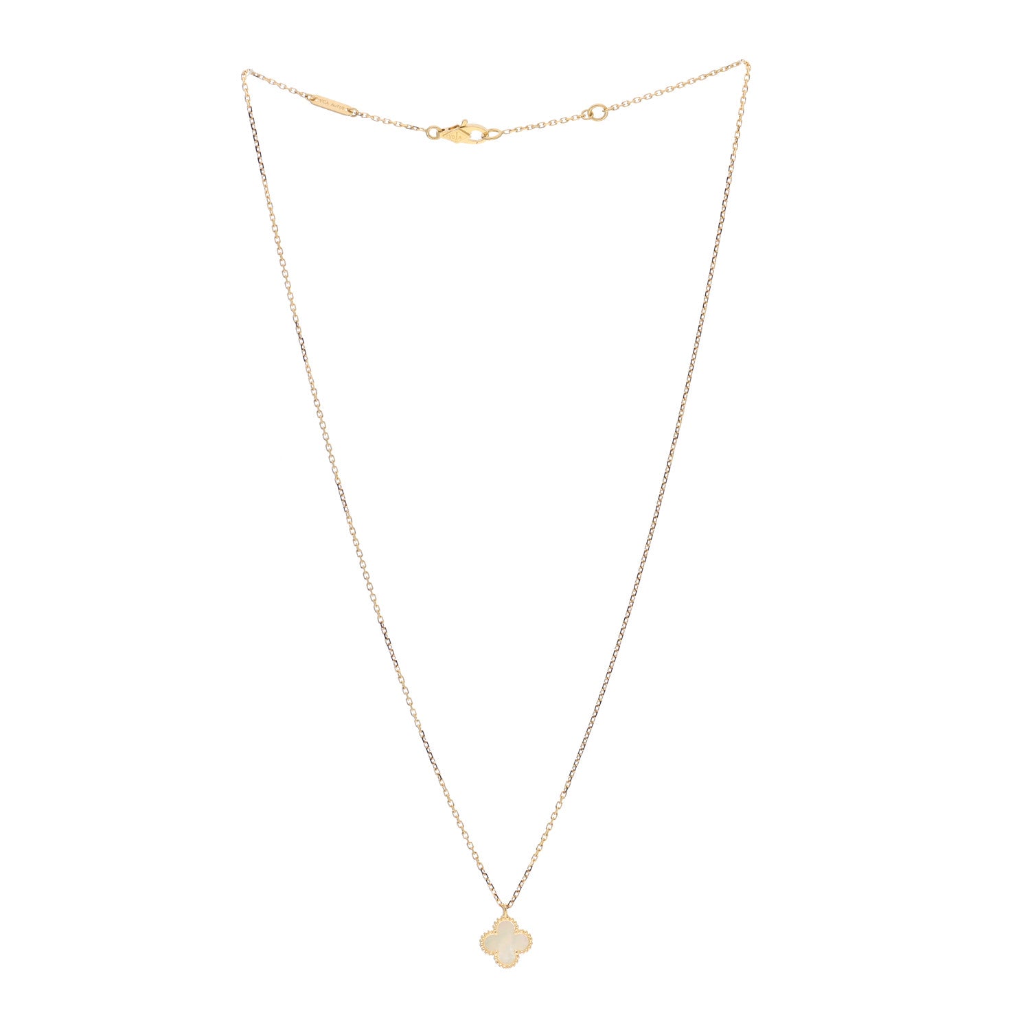 Van Cleef & Arpels 18K Yellow Gold Mother of Pearl Sweet Alhambra Pendant Necklace 3 of 6