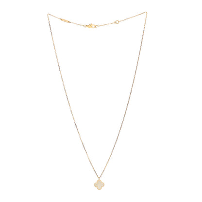 Van Cleef & Arpels 18K Yellow Gold Mother of Pearl Sweet Alhambra Pendant Necklace 3 of 6
