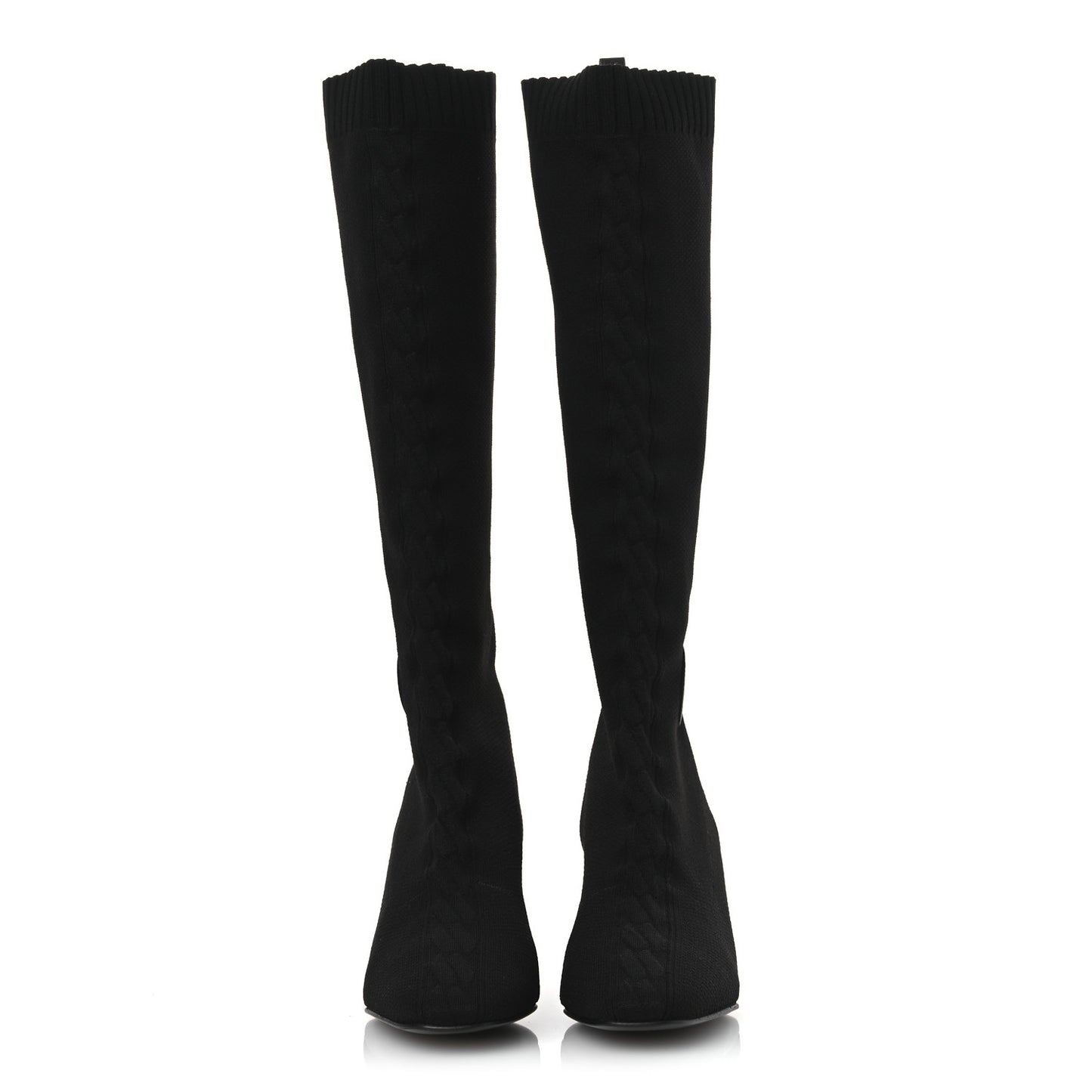 Knit Calfskin Fontaine 60 Boots 37.5 Black