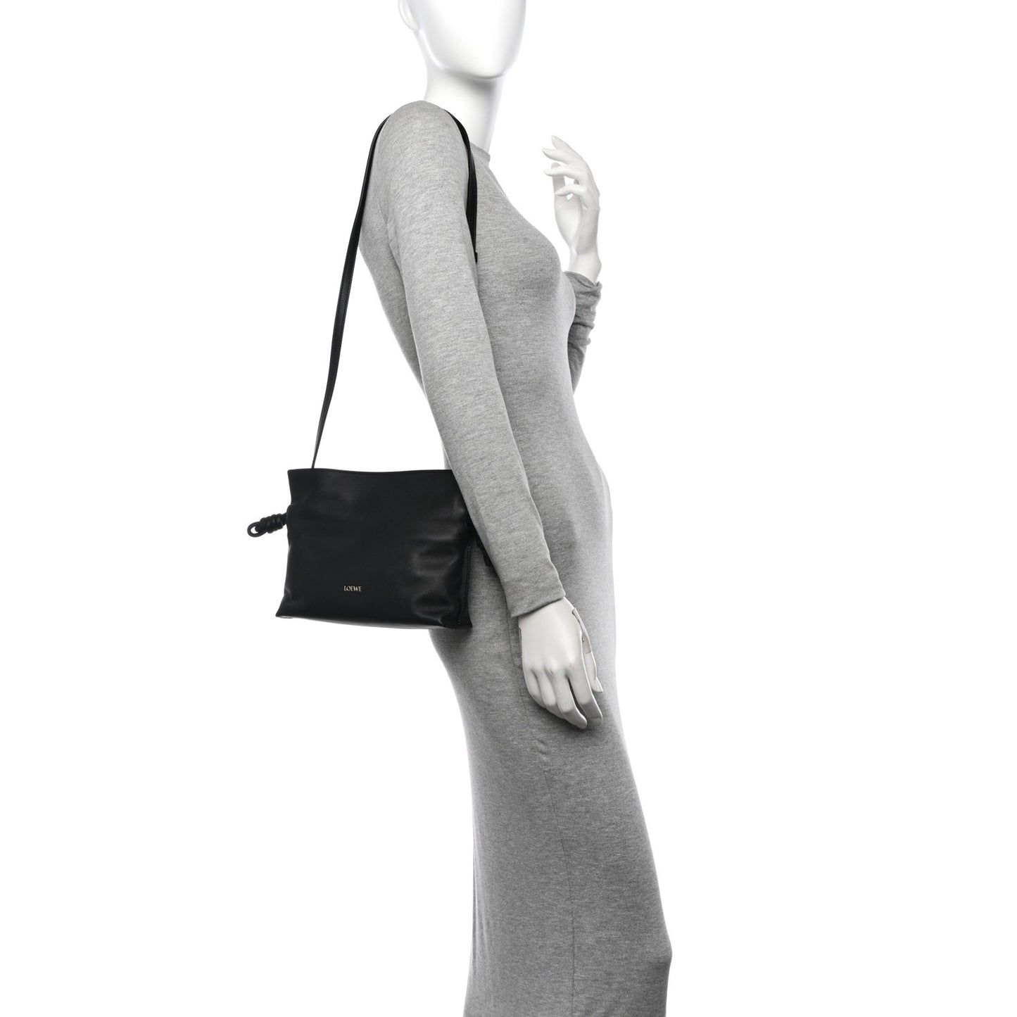 Calfskin Mini Flamenco Knot Clutch Black