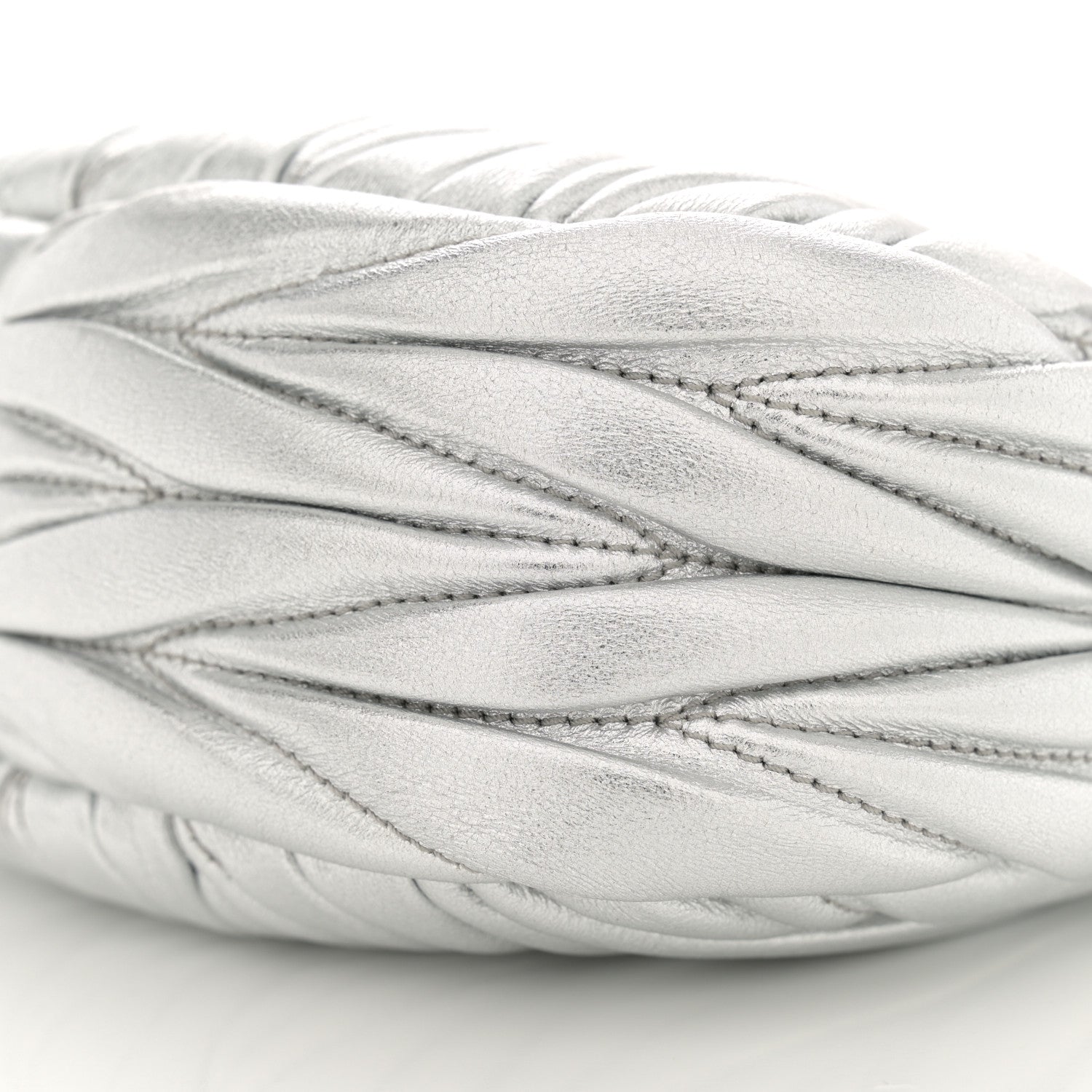 Miu Miu Metallic Nappa Matelasse Mini Wander Hobo Silver 9 of 9