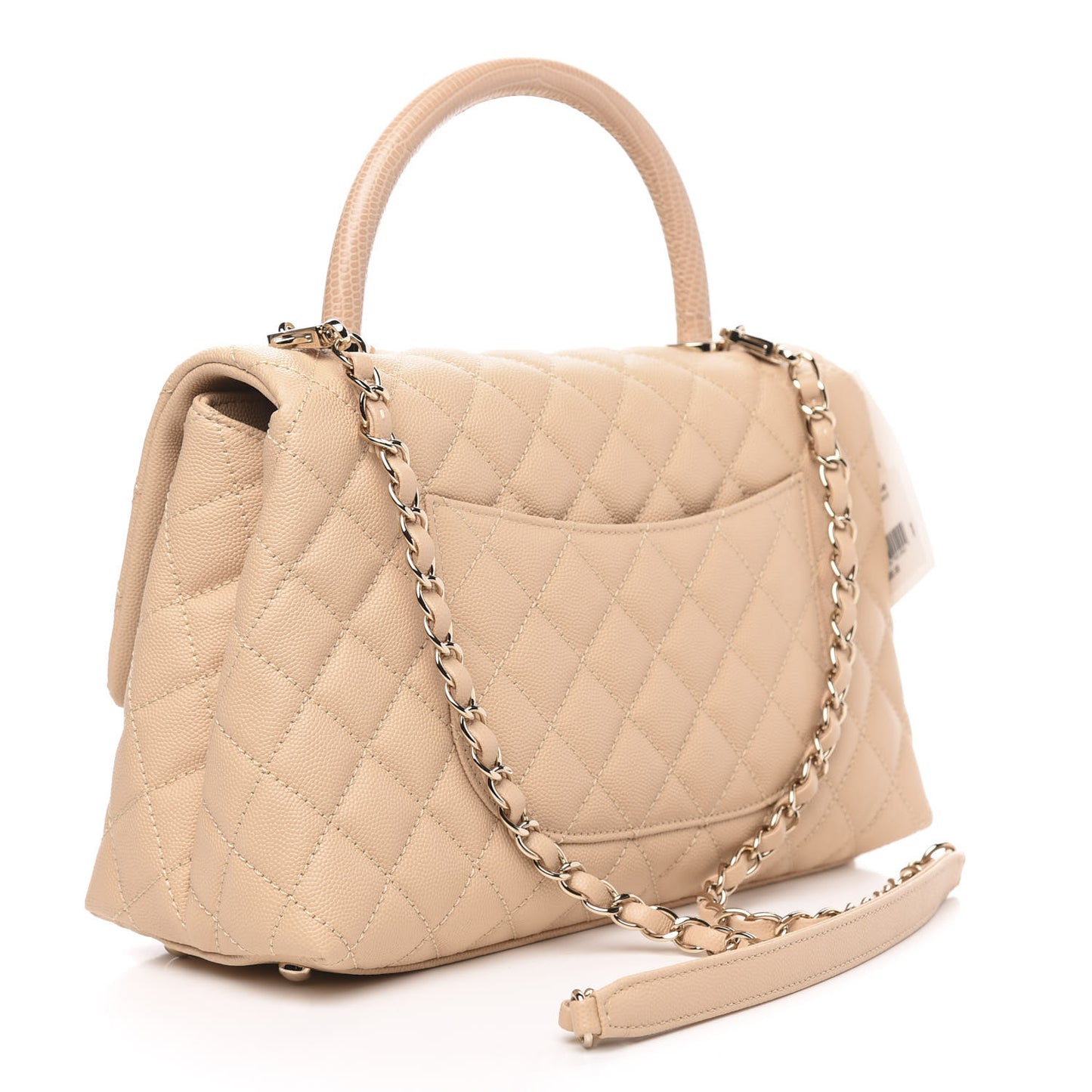 Caviar Quilted Small Coco Handle Flap Light Beige
