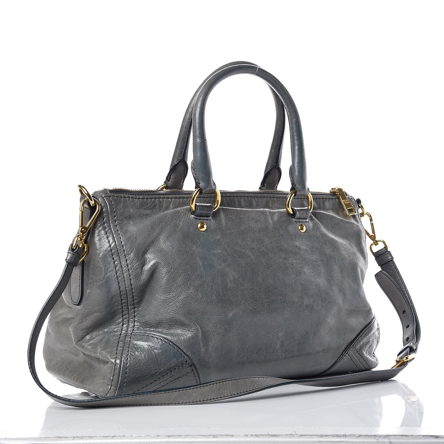 Prada Vitello Shine Shopping Satchel Avio 3 of 14