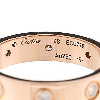 Cartier 18K Pink Gold 8 Diamond 4mm LOVE Wedding Band Ring 48 4.5 4 of 4