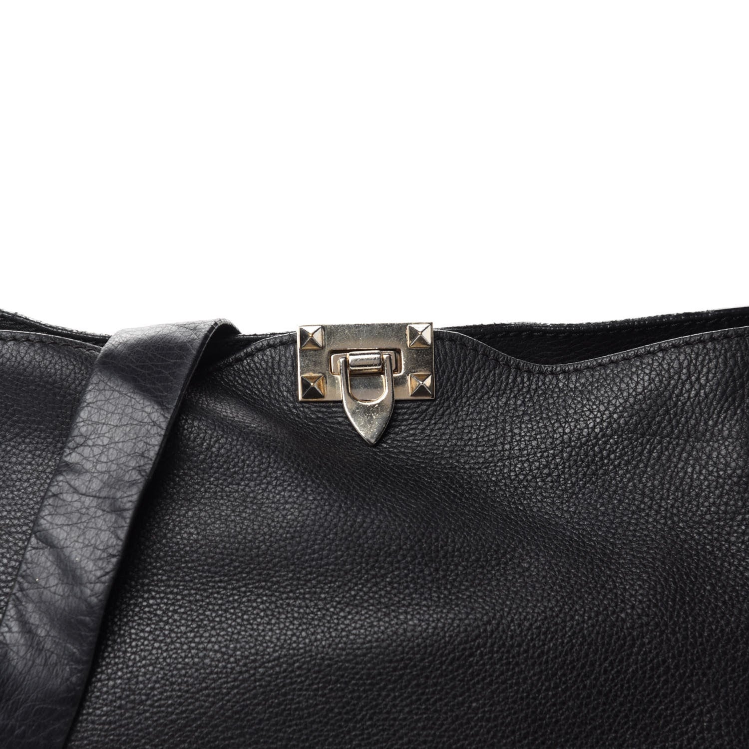 Valentino Garavani Pebbled Calfskin Large Rockstud Flip-Lock Messenger Bag Black 12 of 12