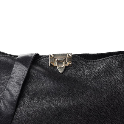 Valentino Garavani Pebbled Calfskin Large Rockstud Flip-Lock Messenger Bag Black 12 of 12