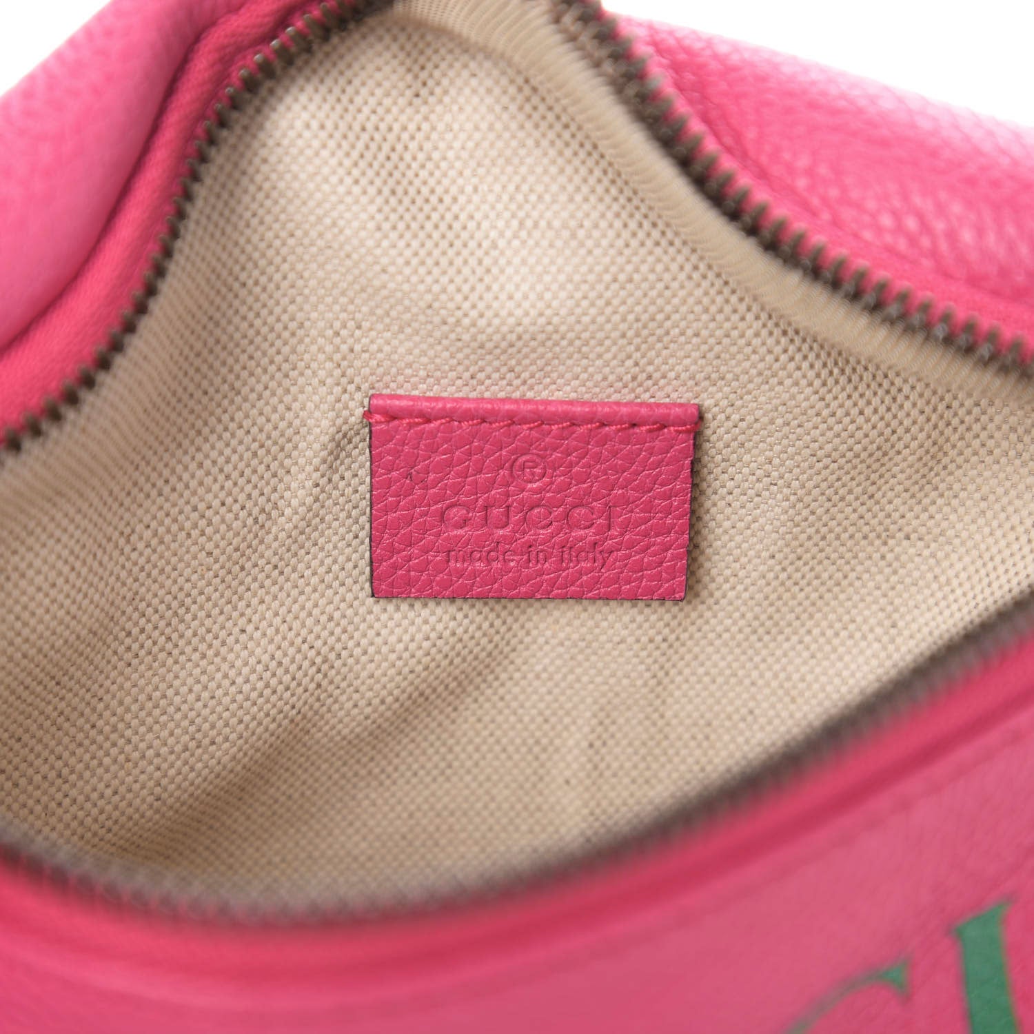 Gucci Grained Calfskin Small Logo Belt Bag Box Pink Green 5 of 9