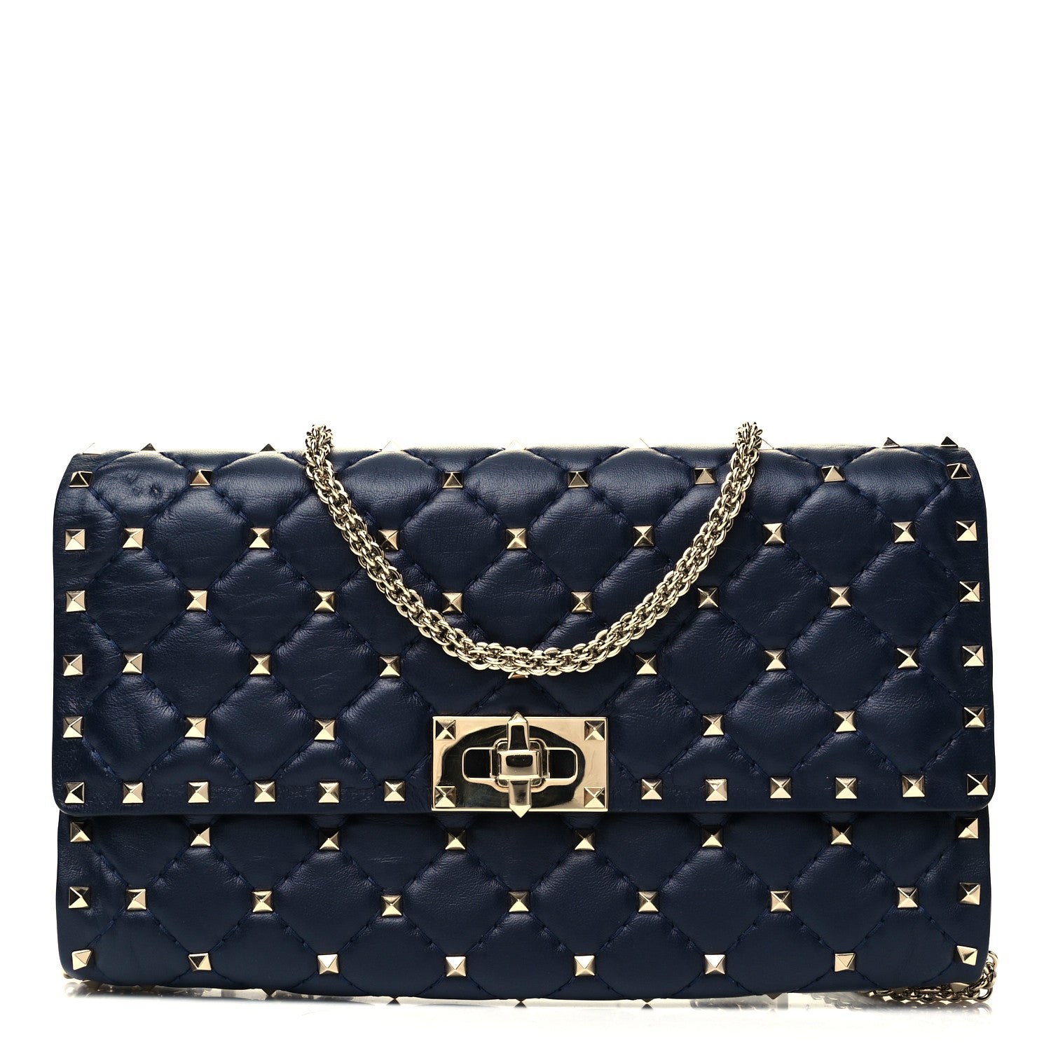 Valentino Garavani Nappa Rockstud Spike Wallet on Chain Marine 1 of 8