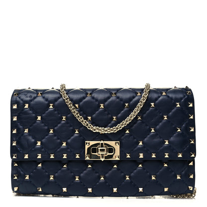 Valentino Garavani Nappa Rockstud Spike Wallet on Chain Marine 1 of 8