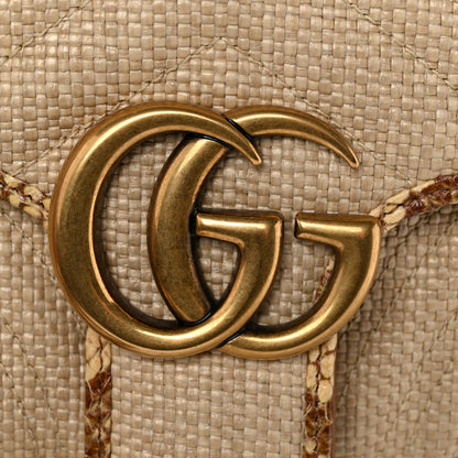 Gucci Raffia Elaphe Matelasse Small GG Marmont Shoulder Bag Natural Cream Brown 14 of 14