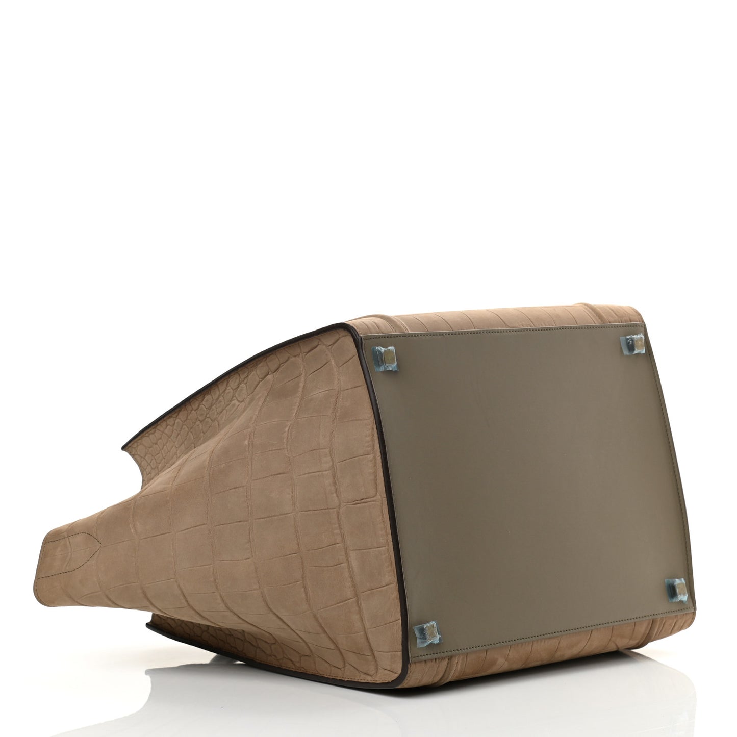 Crocodile Embossed Nubuck Medium Phantom Luggage Beige