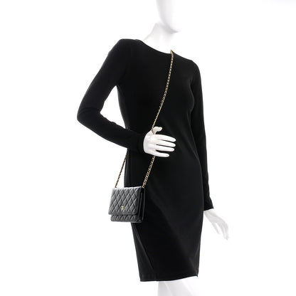Chanel Lambskin Quilted Wallet On Chain WOC Black 2 of 9