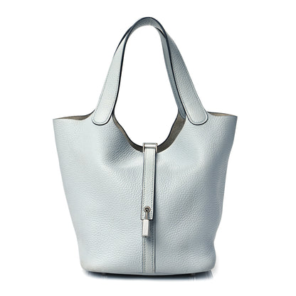 Hermes Taurillon Clemence Picotin Lock 22 MM Bleu Pale 1 of 13