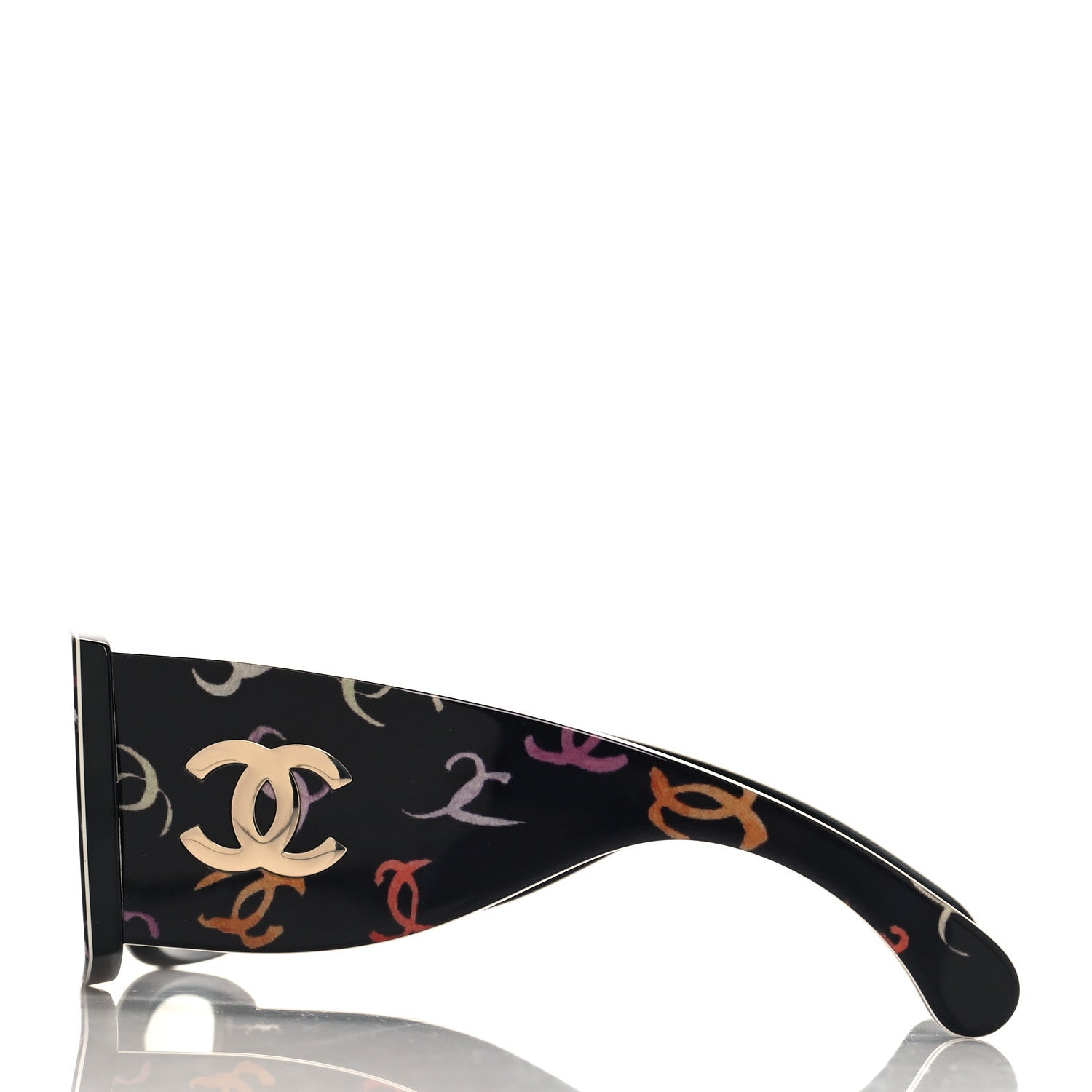 Chanel Acetate CC Logo Square Sunglasses 71628 Black Multicolor 3 of 7