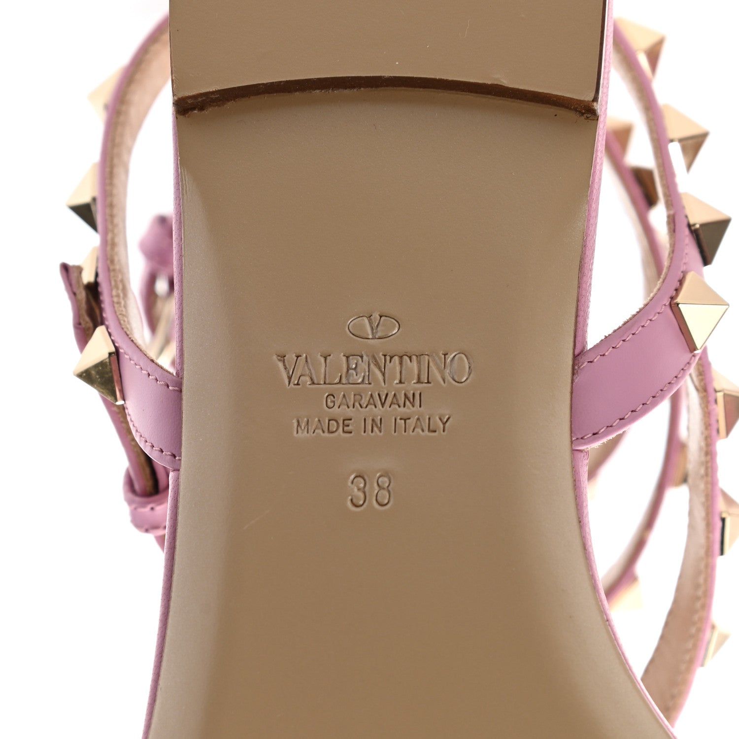 Valentino Garavani Calfskin Rockstud Ankle Strap Flat Thong Sandals 38 Giacinto 7 of 7