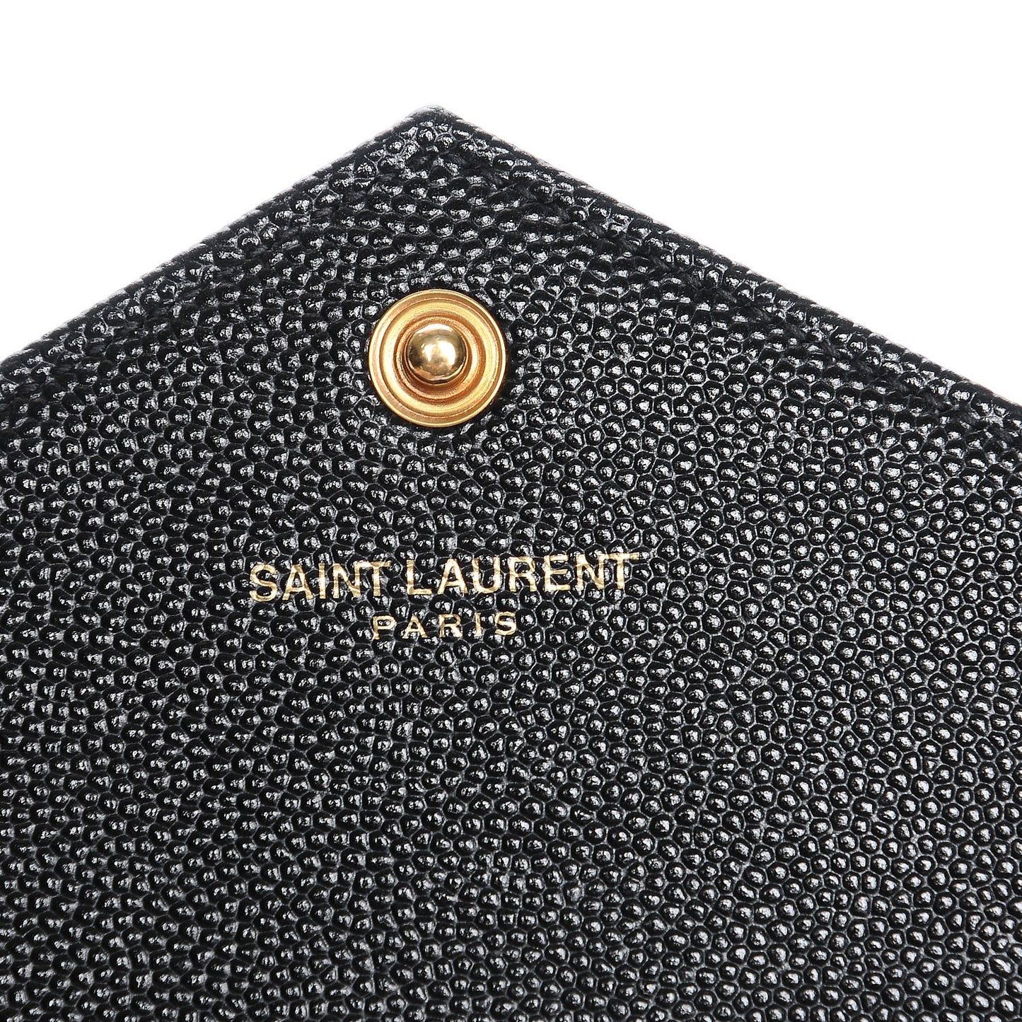 Grain De Poudre Matelasse Chevron Monogram Envelope Chain Wallet Black