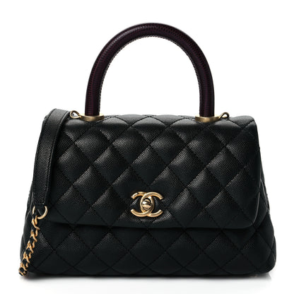 Chanel Caviar Lizard Embossed Quilted Mini Coco Handle Flap Black 1 of 10