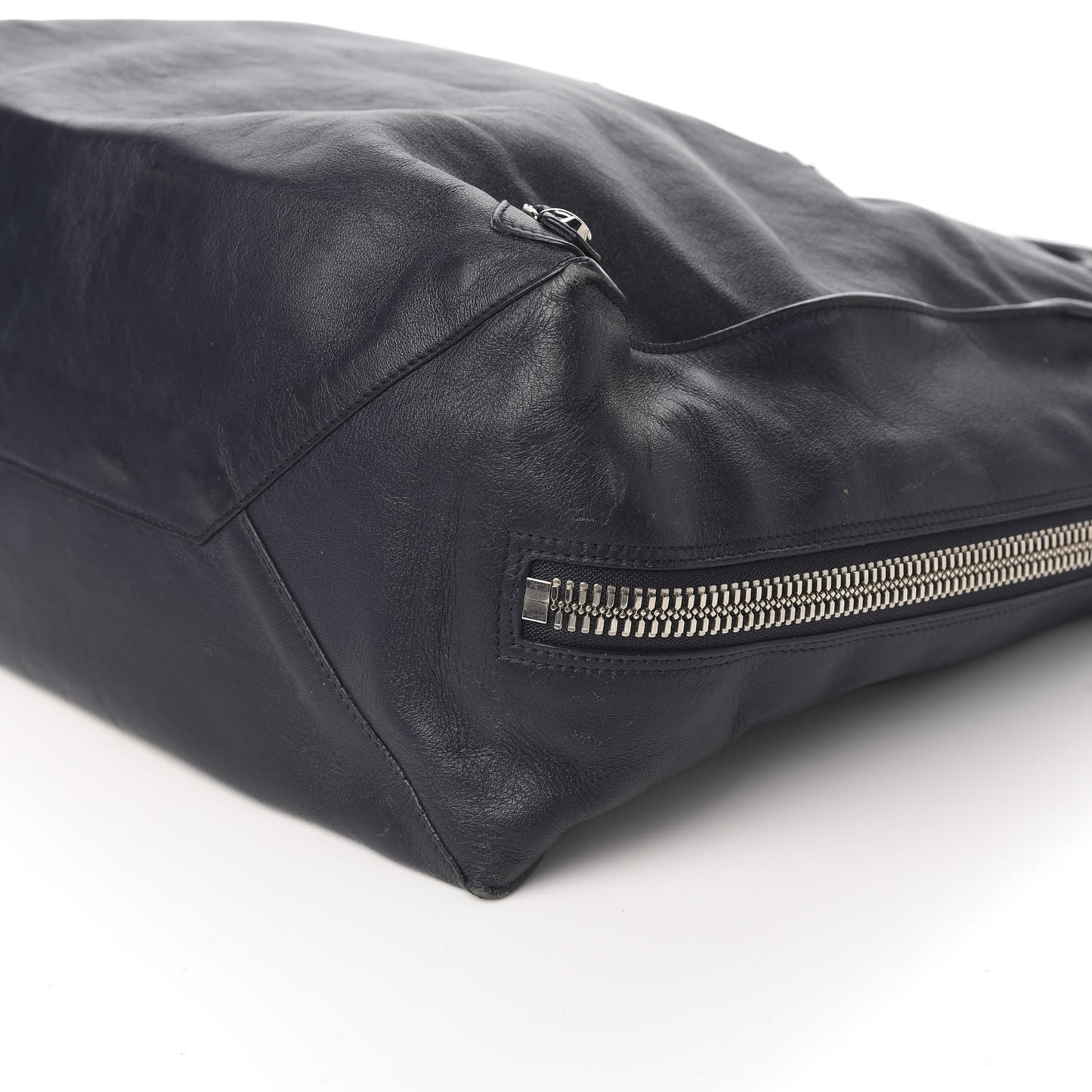 Veau Papier A4 Zip Around Tote Bleu Nuit