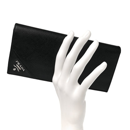 Prada Saffiano Flap Wallet Black 2 of 9